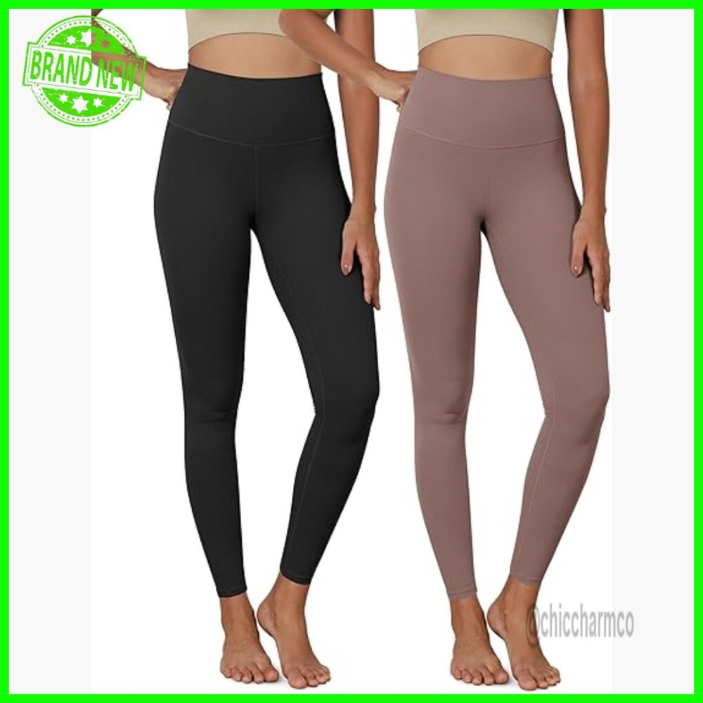 Buttery Soft High Waist Yoga Leggings 25" Inseam 2-Pack